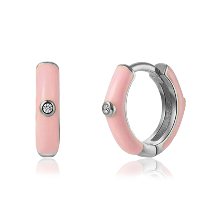 Dea Pink Silver Hoops