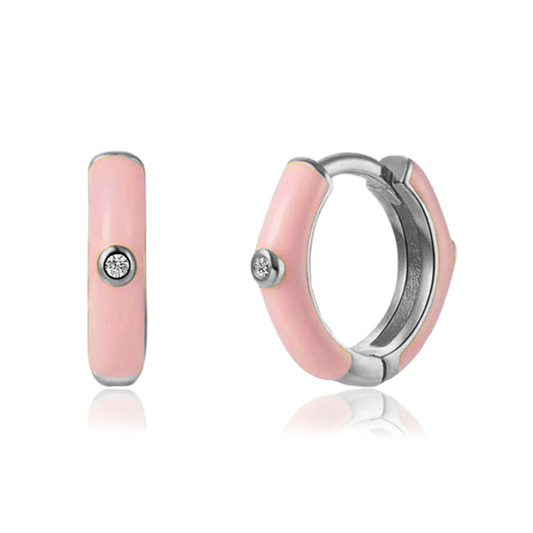 Dea Pink Silver Hoops