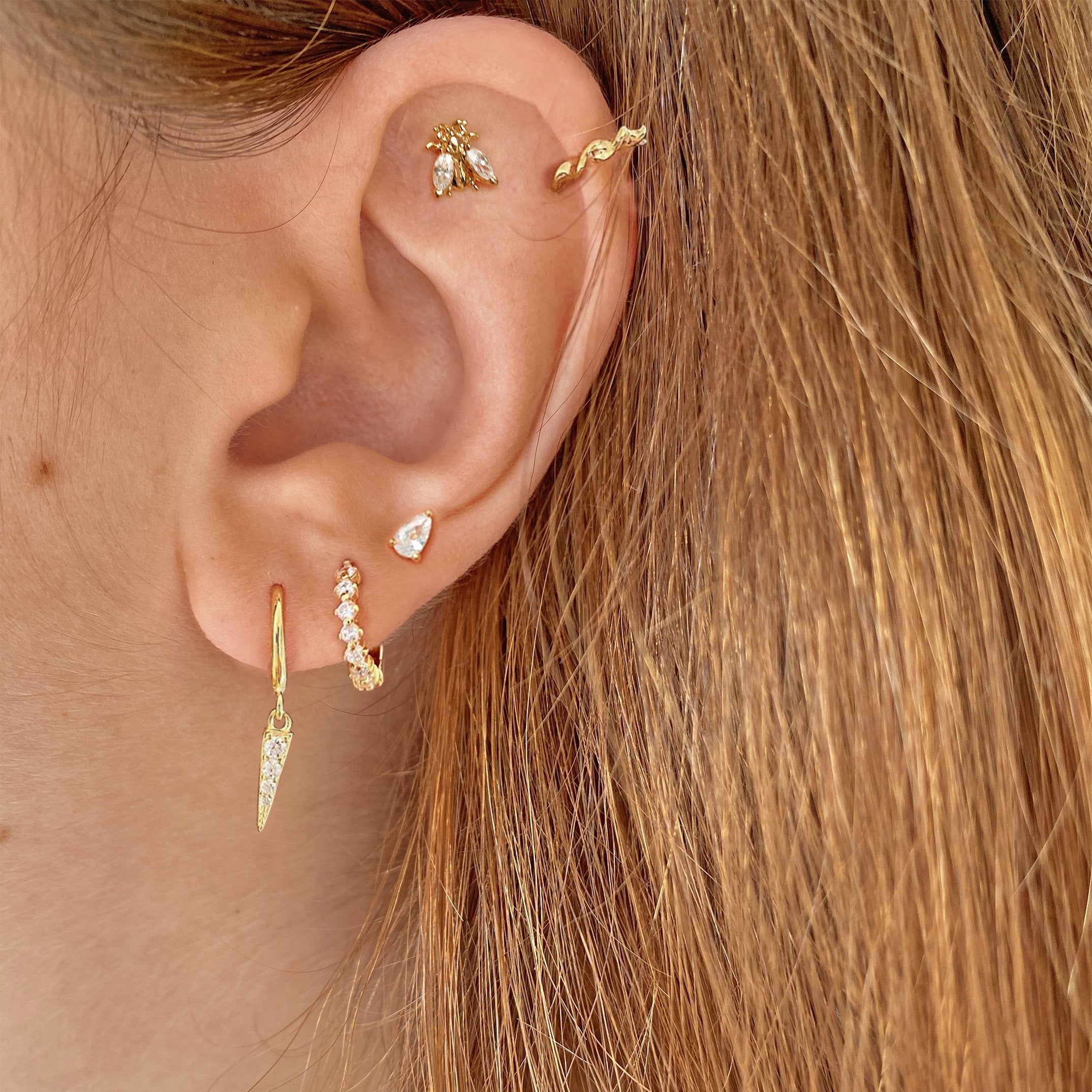 Black Drop Gold Earrings 