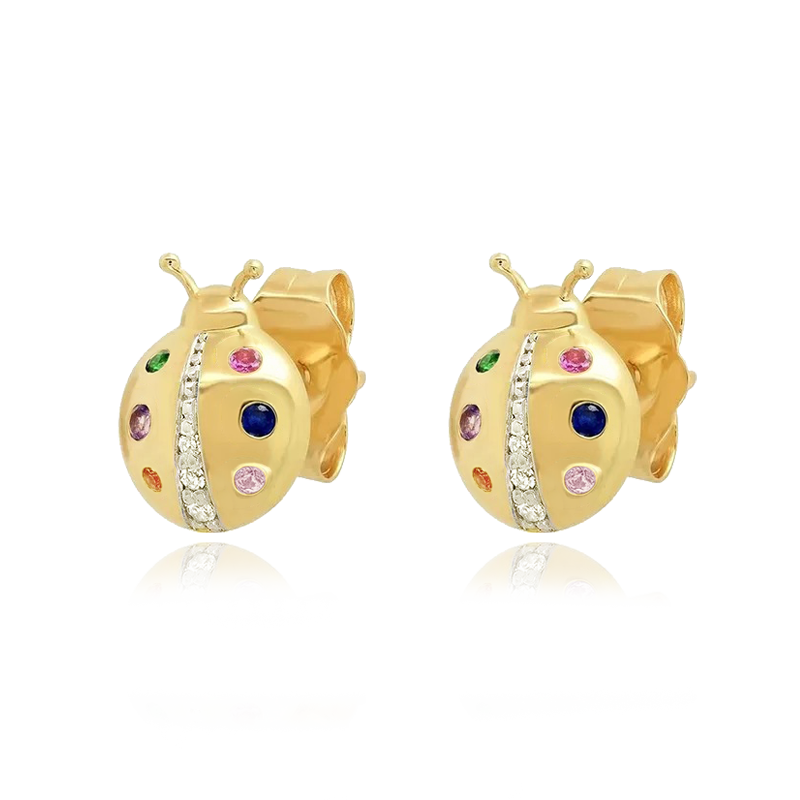 Pendientes Colorful Ladybug Oro