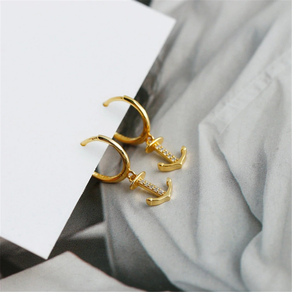 Gold Anchor Hoops 