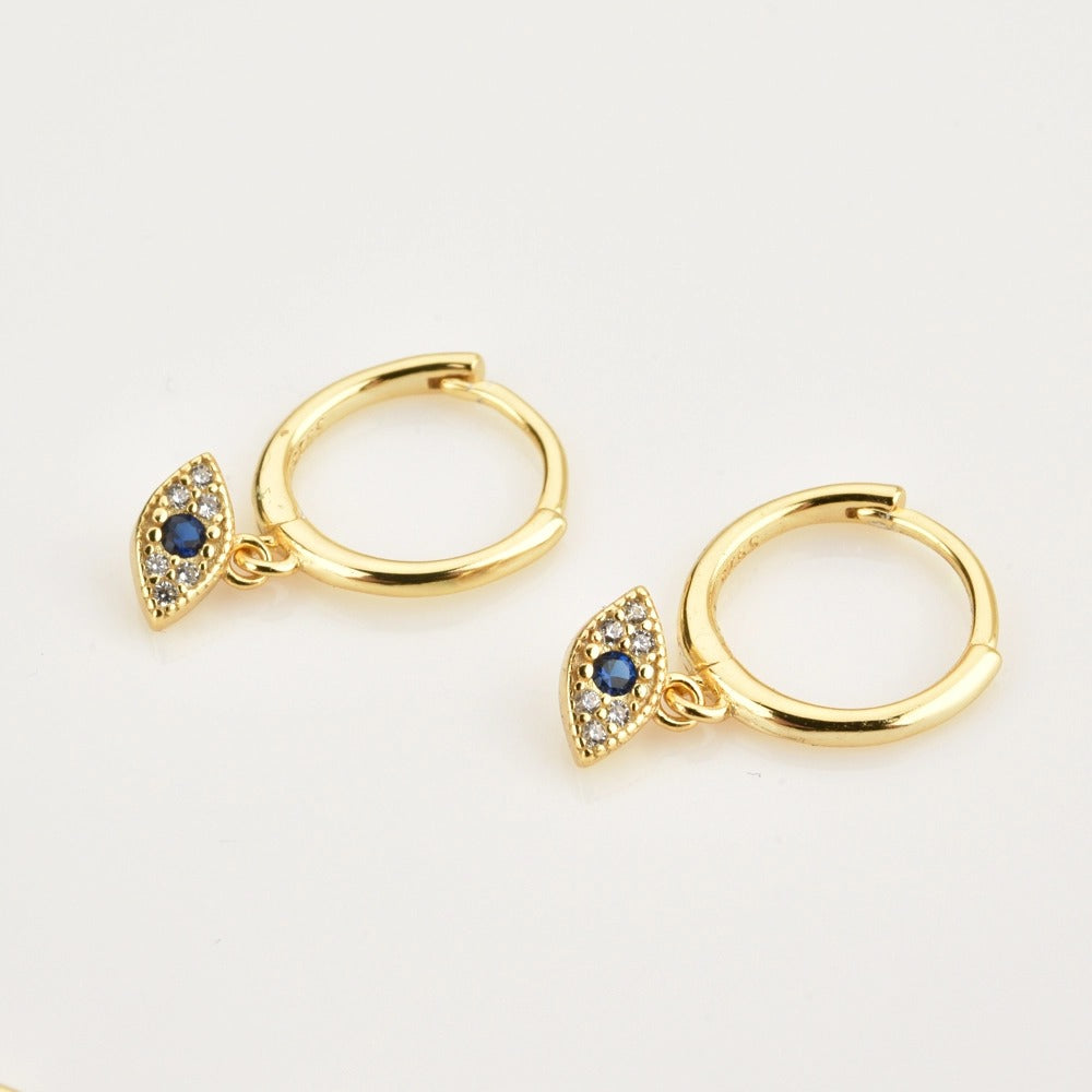 Blue Eyesclum Gold Earrings 