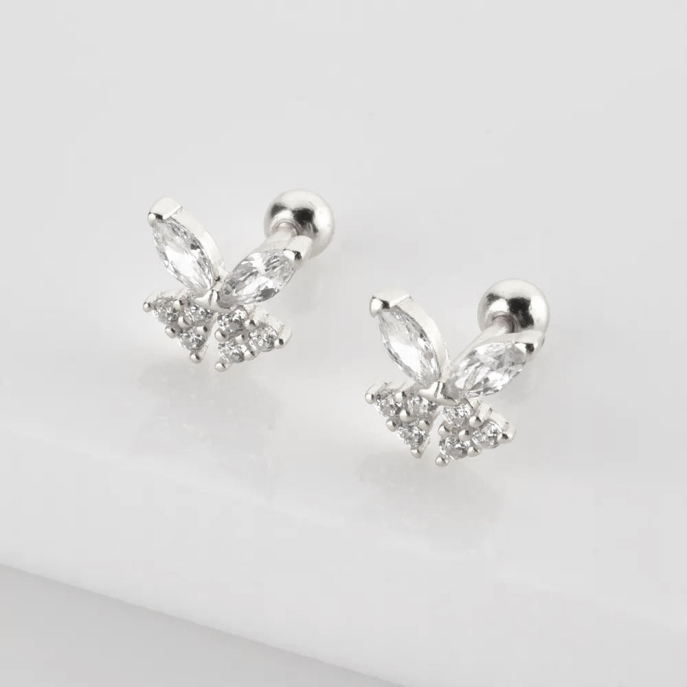 Silver White Butterfly Earring