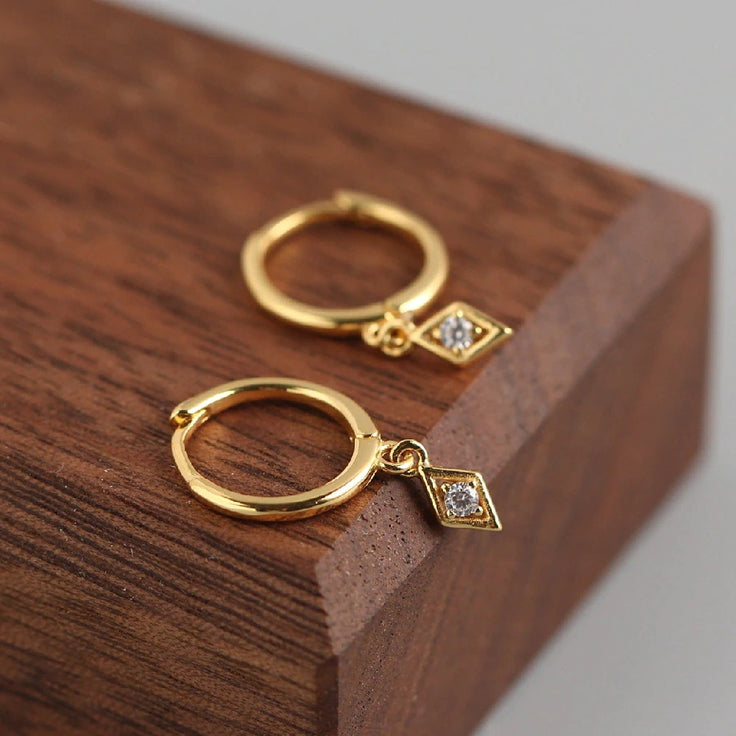 Gold Mini Rhombus Hoops 