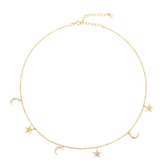 Gold Moon and Stars Choker 