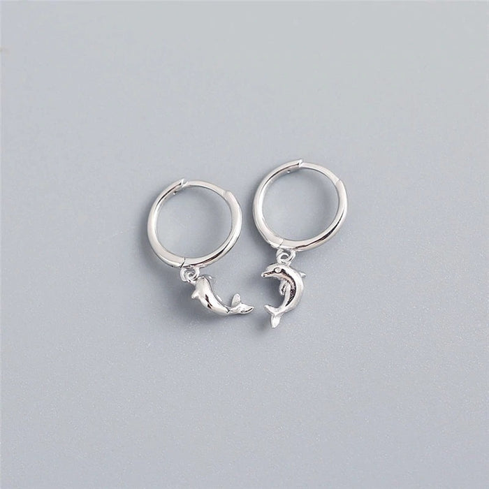 Orecchini a cerchio Dolphin in argento