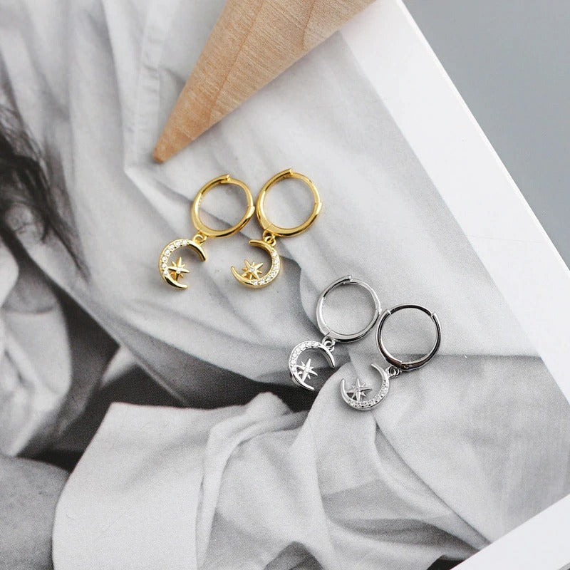 Silver Night Sky Hoops 