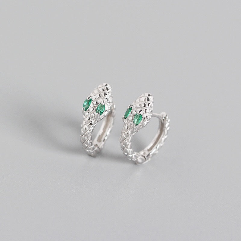 Cobra Green Silver Earrings 