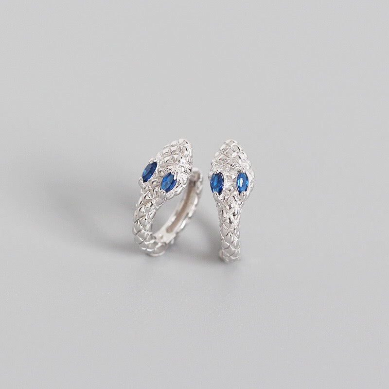 Cobra Blue Silver Earrings 