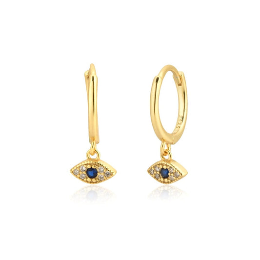 Blue Eyesclum Gold Earrings 