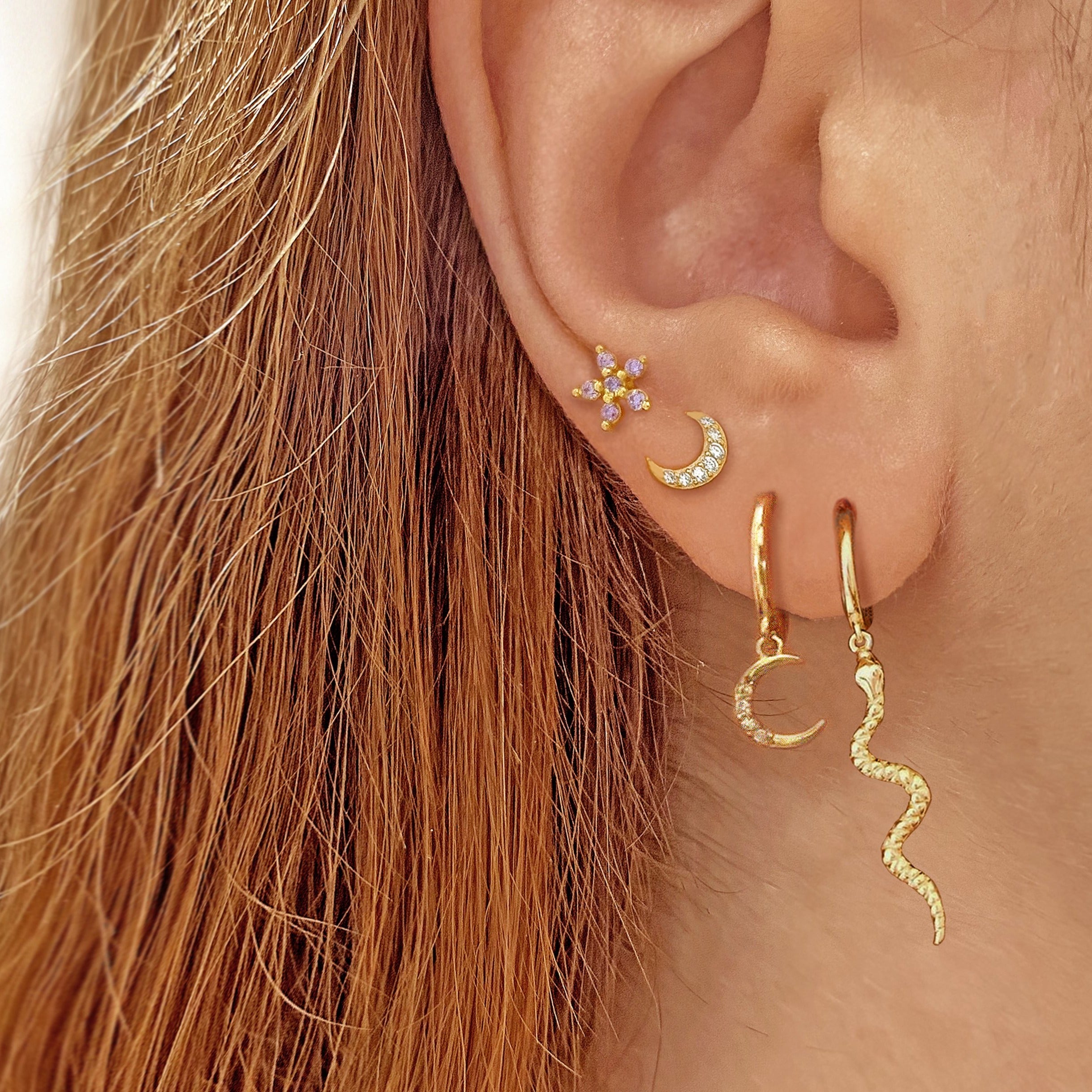 Gold Moony Earrings 