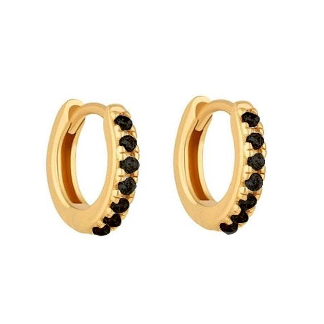 Mini Black Gold Hoops - 7mm 