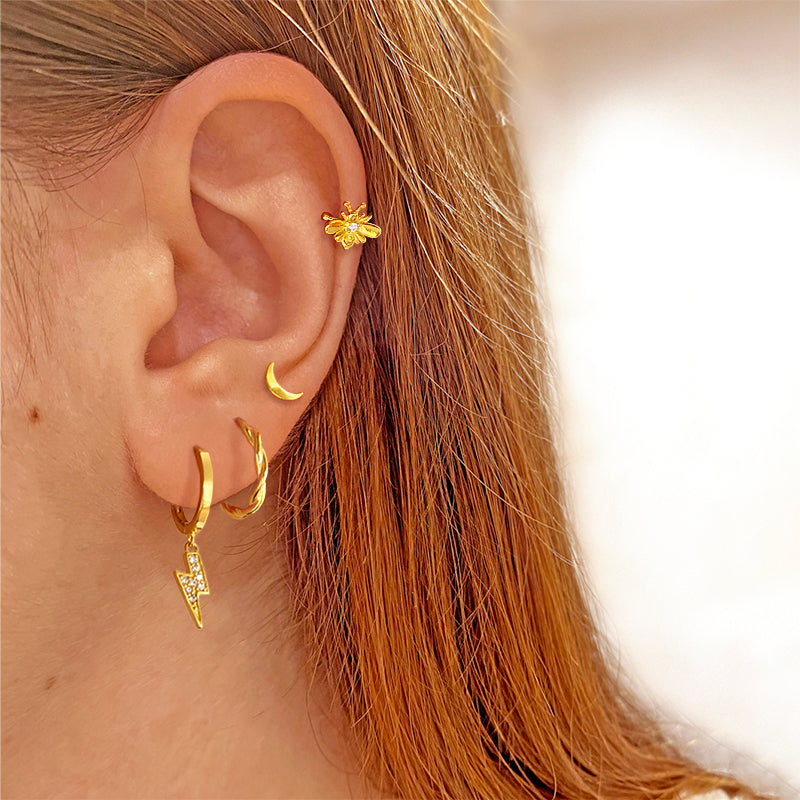 Shiny Rayito Gold Hoops