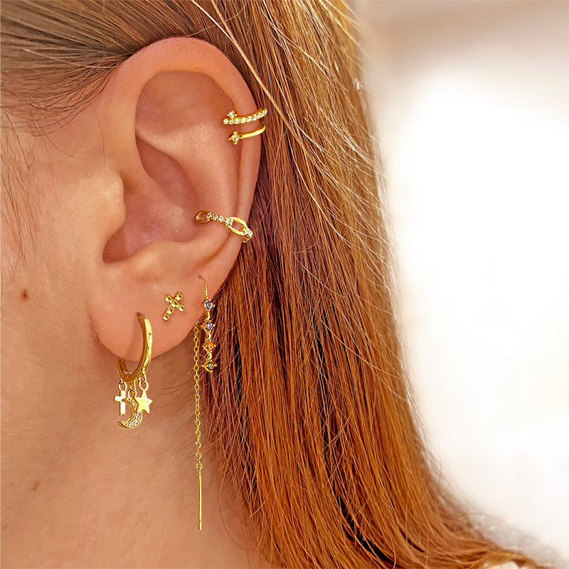 Gold Mini Cross Earring