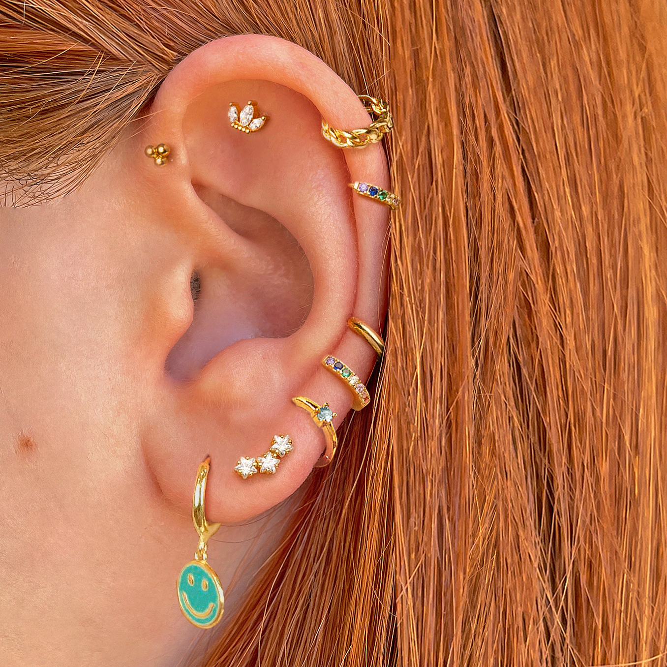 Pendiente Mini Bolitas Oro