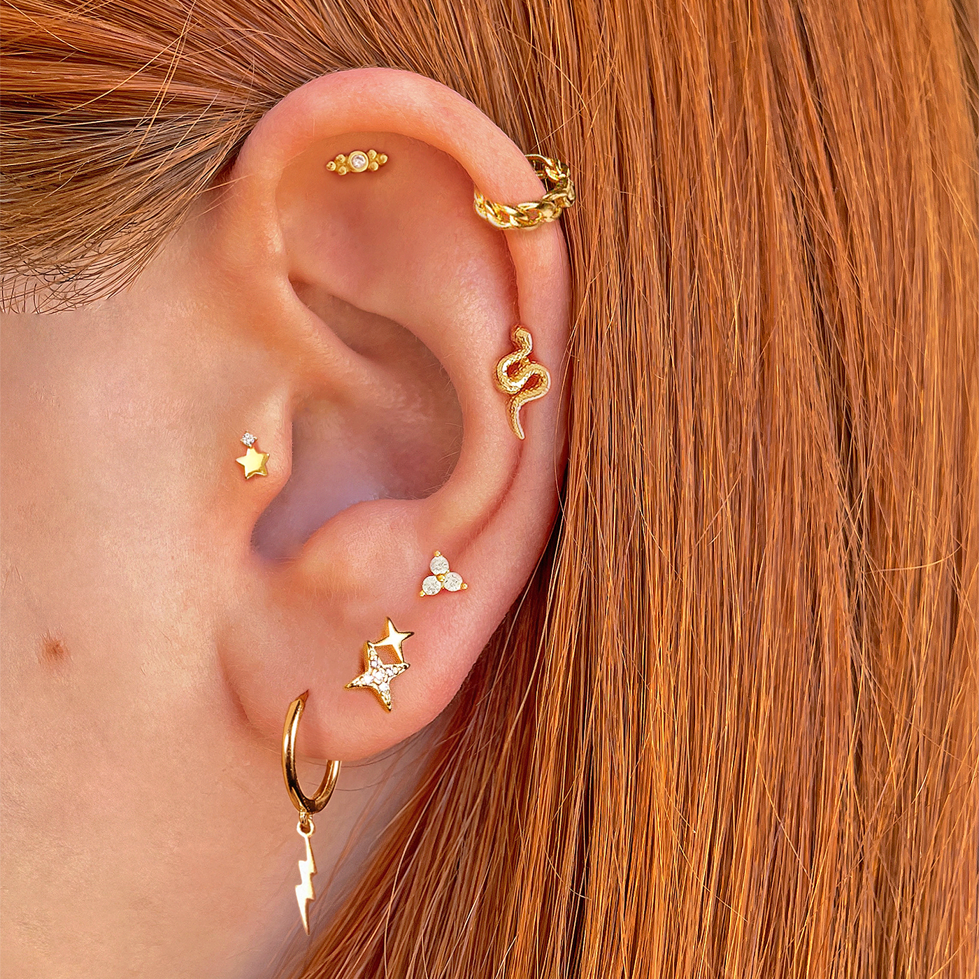 White Gold Clover Earring
