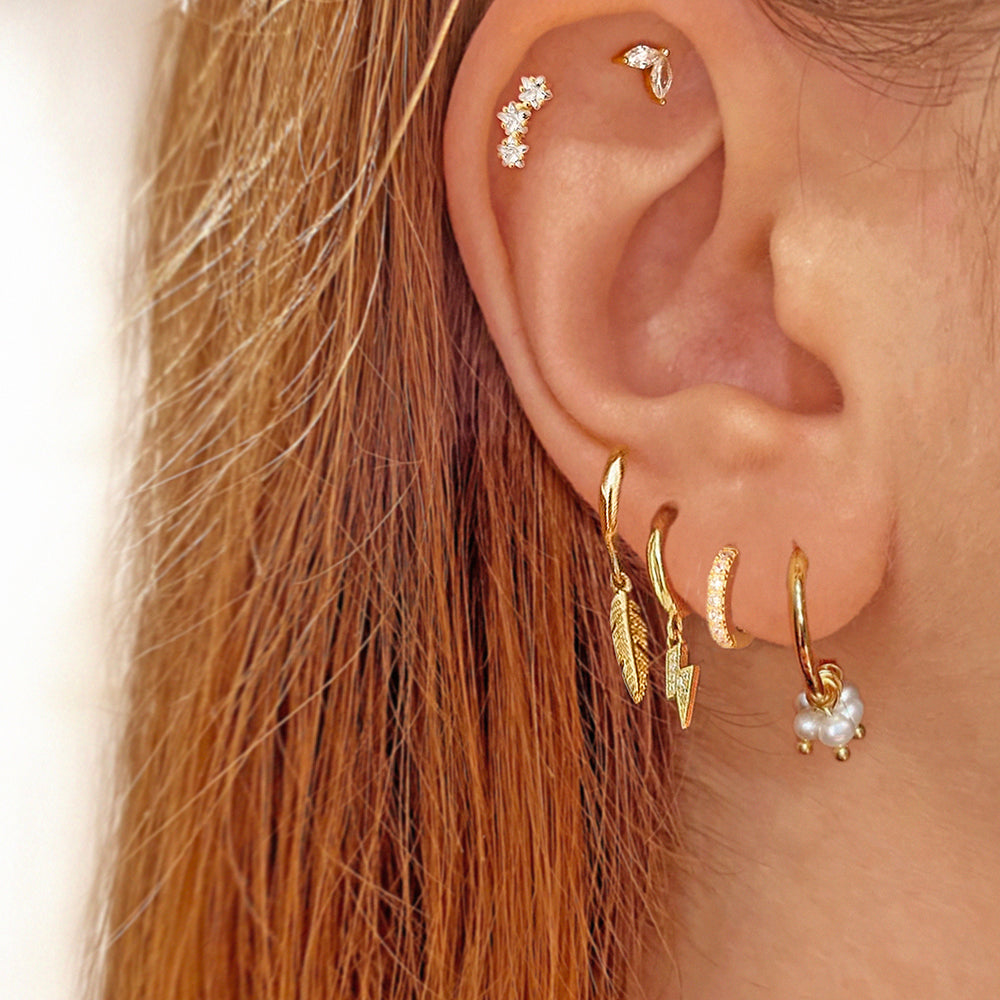 Gold Lightning Hoops 