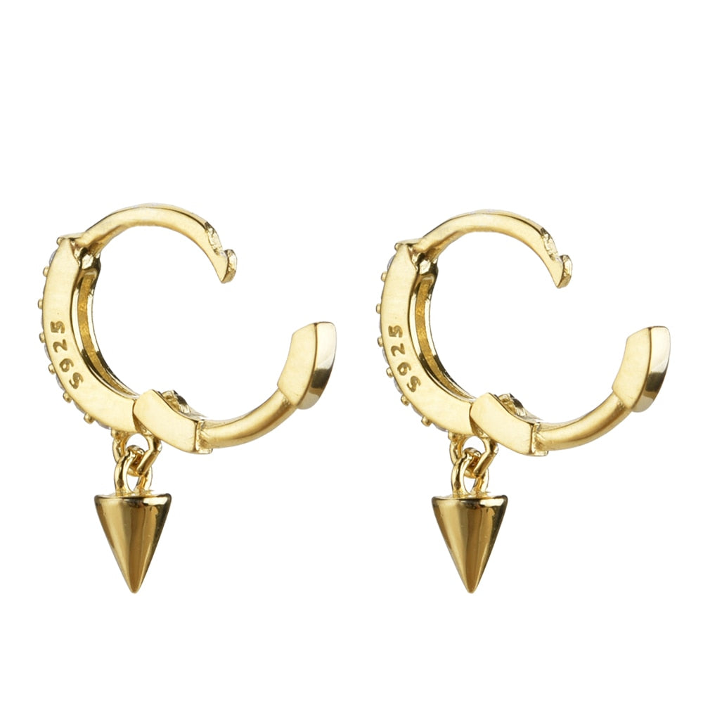 White Cone Gold Hoops 