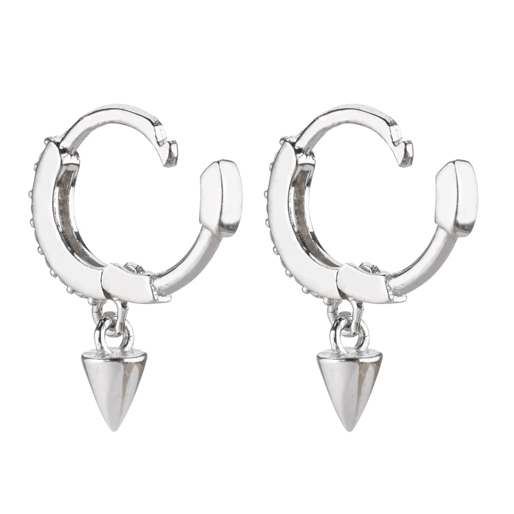 White Cone Silver Hoops 