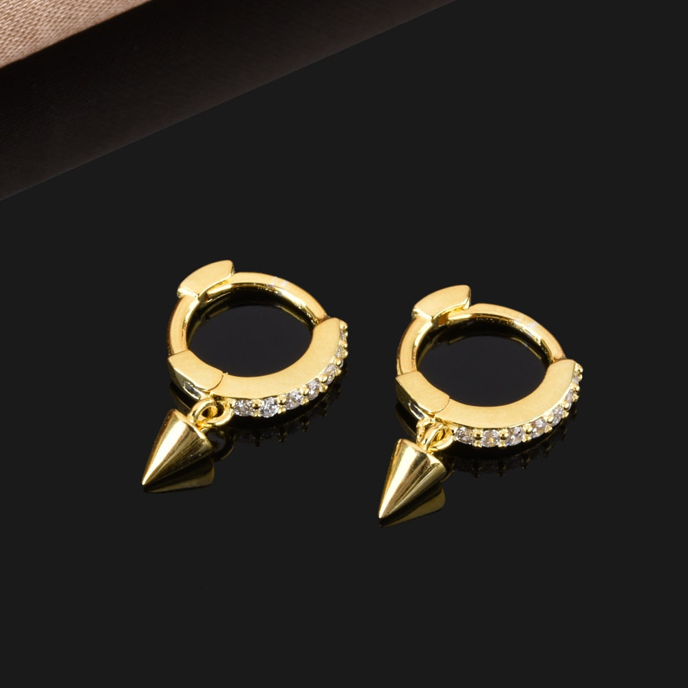 White Cone Gold Hoops 