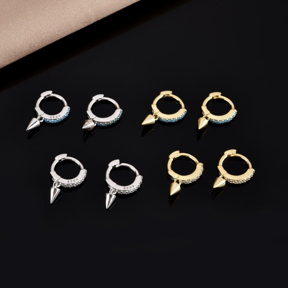 White Cone Gold Hoops 