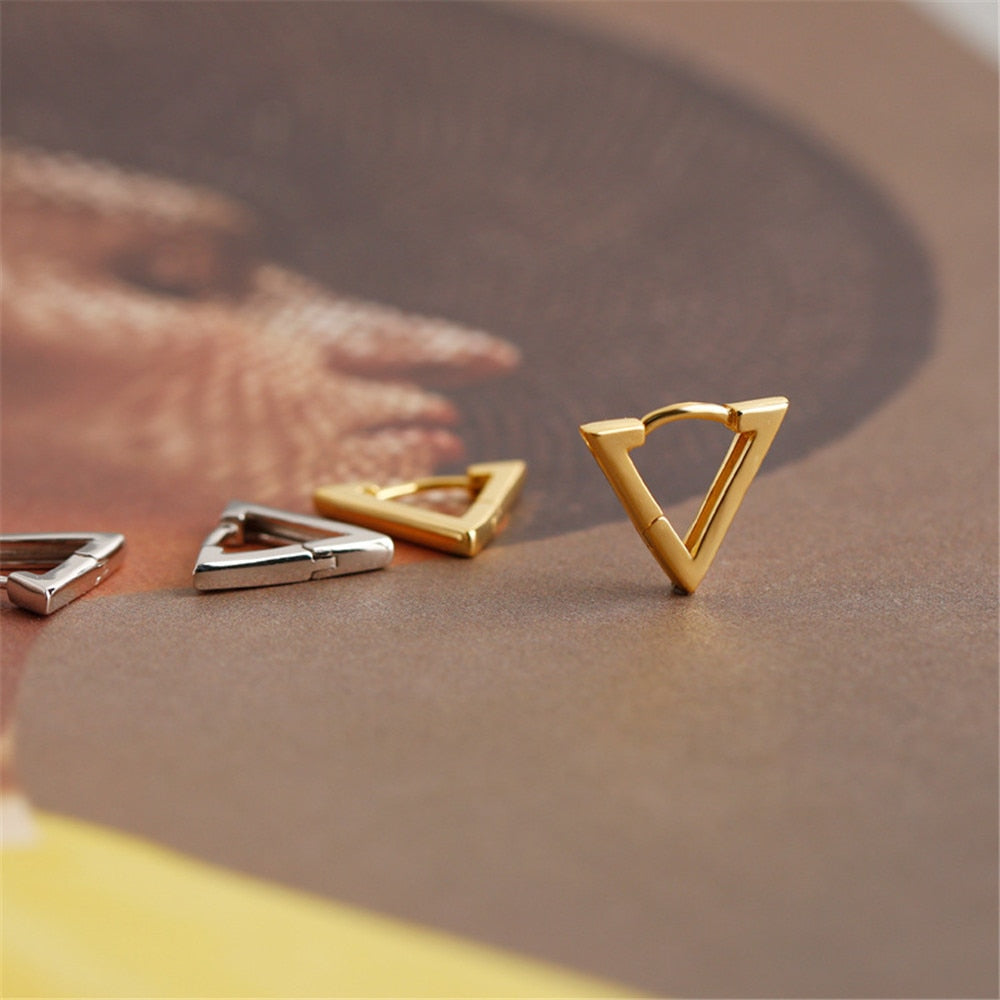 Gold Triangle Earrings 