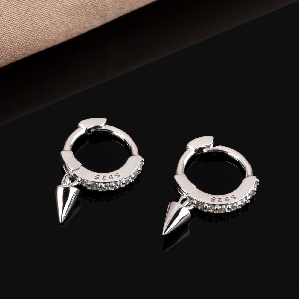 White Cone Silver Hoops 