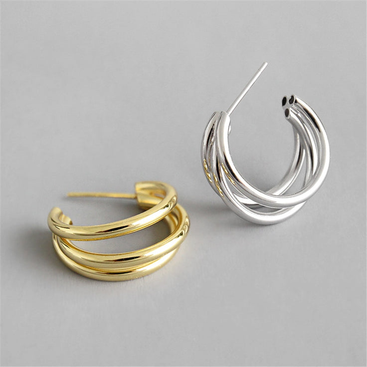 Triple Gold Hoops 