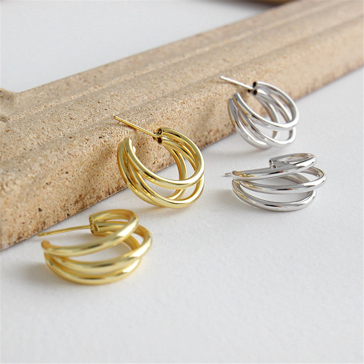 Triple Gold Hoops 