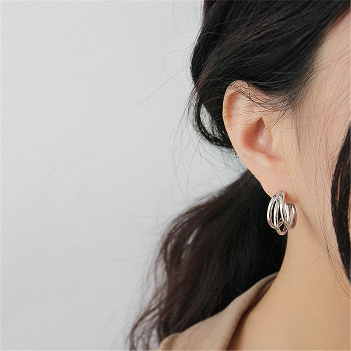 Silver triple earrings 