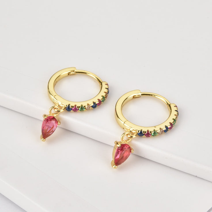 Colorful Pink Gold Hoops