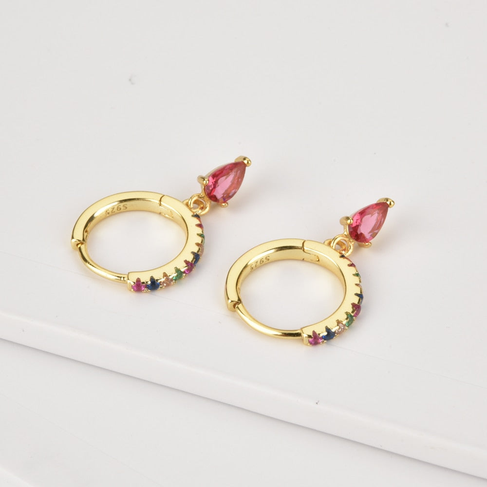 Colorful Pink Gold Hoops