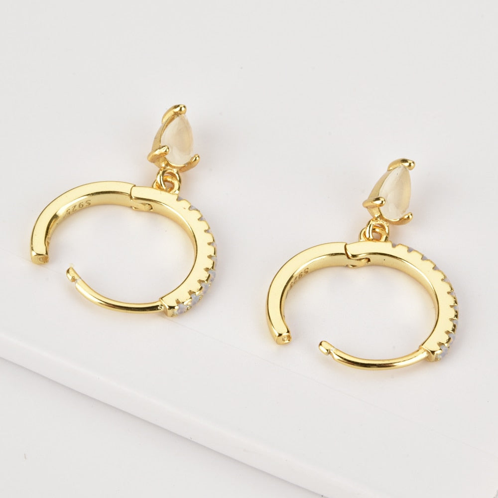 Pink Drop Gold Hoops 