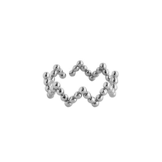 Silver Zigzag Ball Ring 