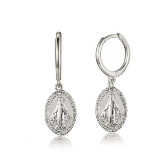 Silver Blessed Hoops 