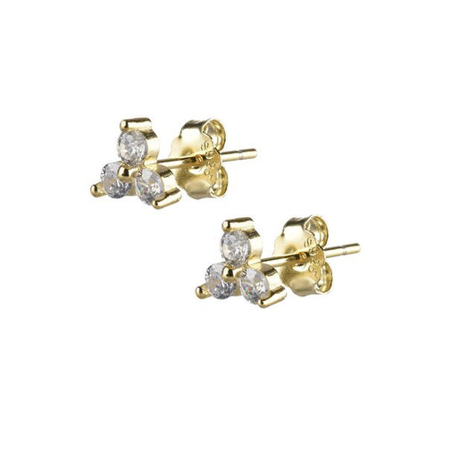 Mini White Clover Gold Earring 