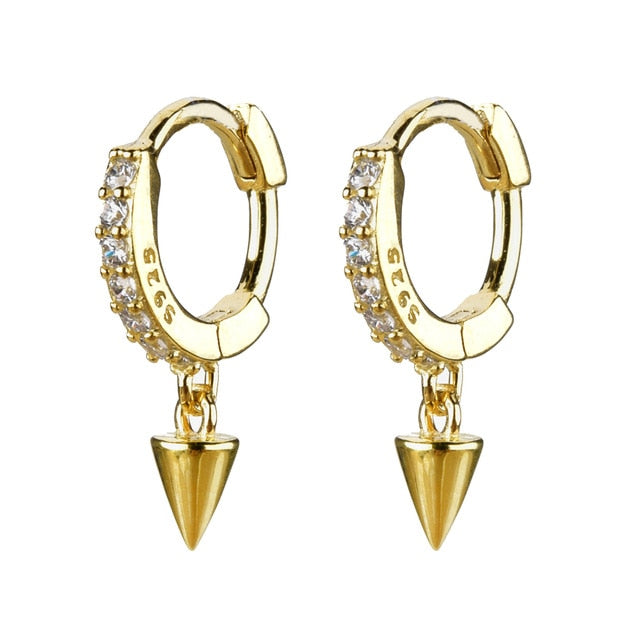 White Cone Gold Hoops 