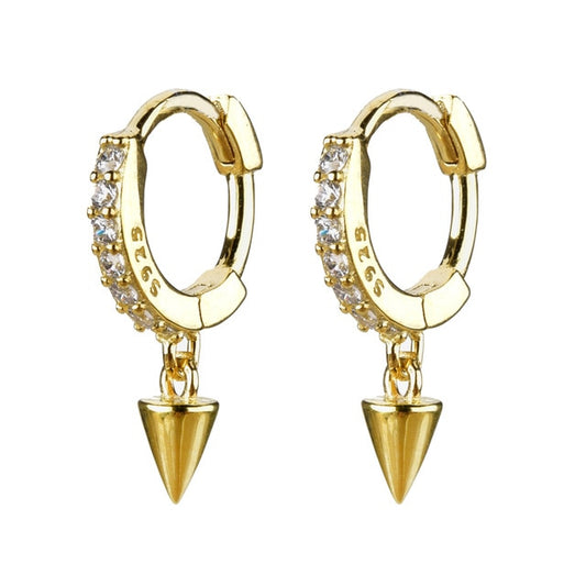 White Cone Gold Hoops 