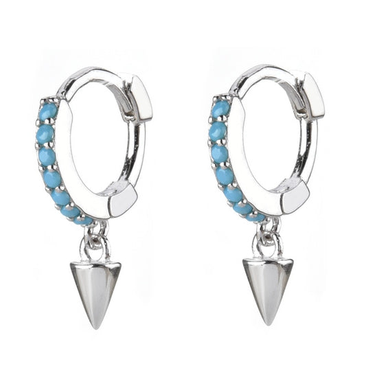 Turquoise Silver Cone Hoops 