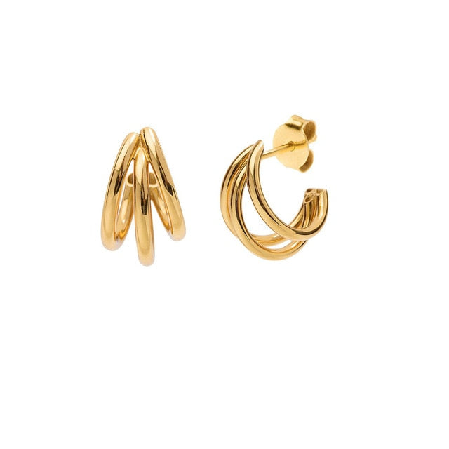 Triple Gold Hoops 