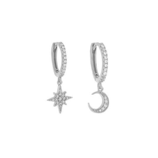 Shiny Mystic Silver Hoops 