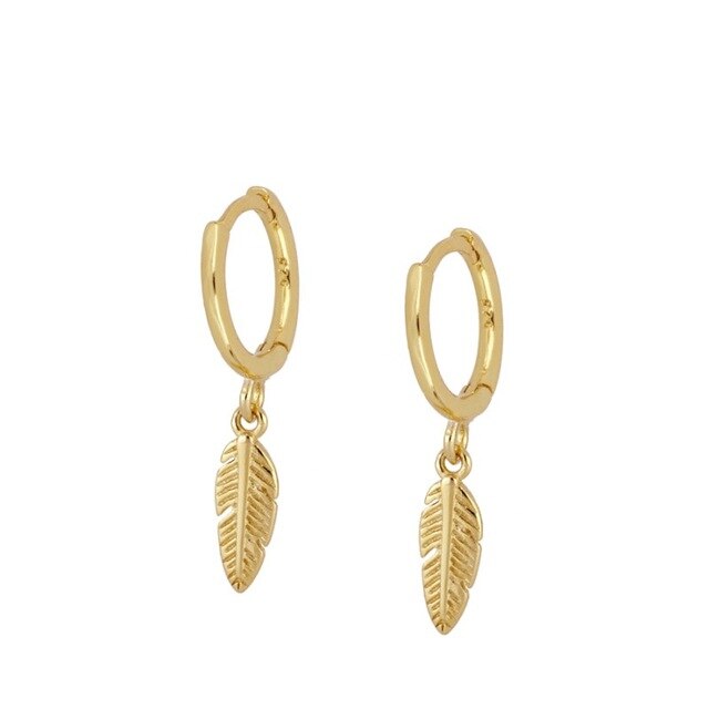 Gold Feather Earrings 