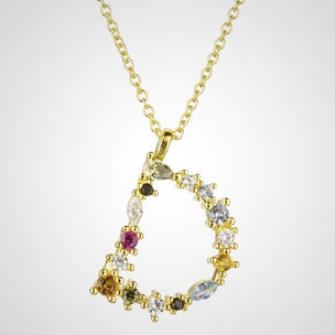 Gold Initial Colorful Necklace 