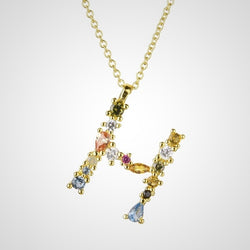 Gold Initial Colorful Necklace 