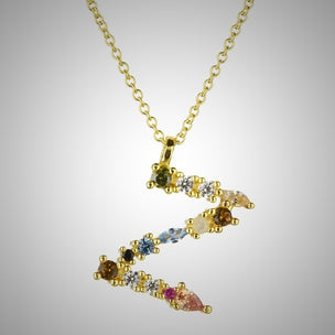 Gold Initial Colorful Necklace 