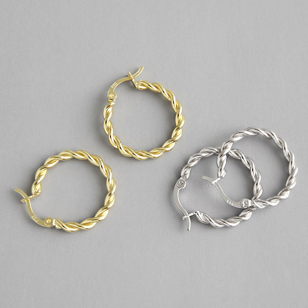 Silver Braided Hoops 