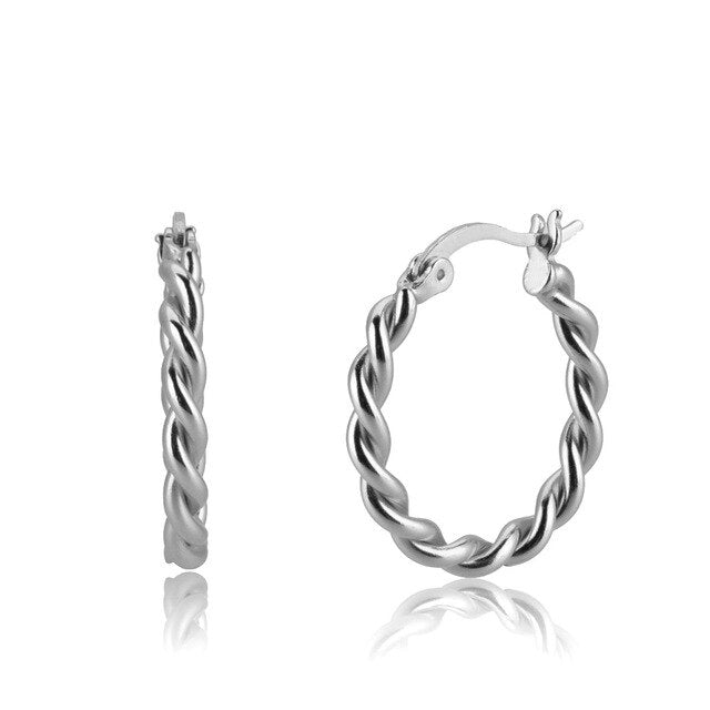 Silver Braided Hoops 