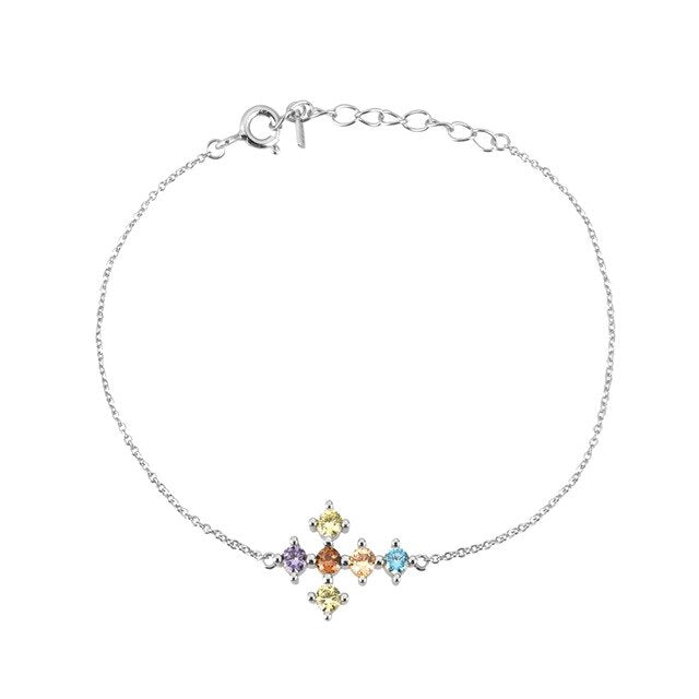 Colorful Cross Silver Bracelet 