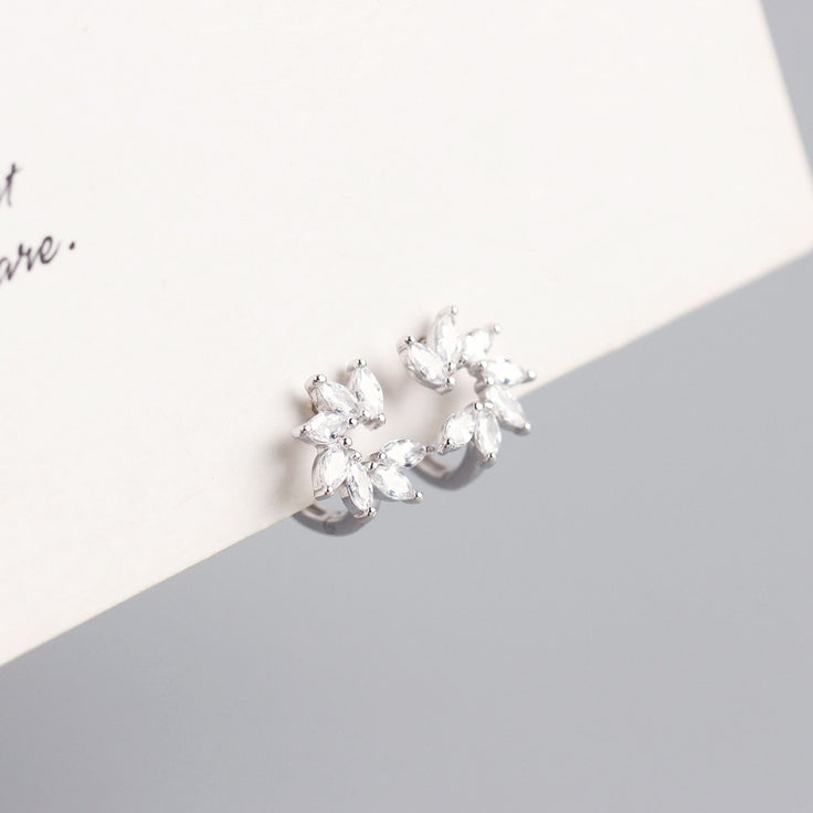 Silver Camellia Hoops 