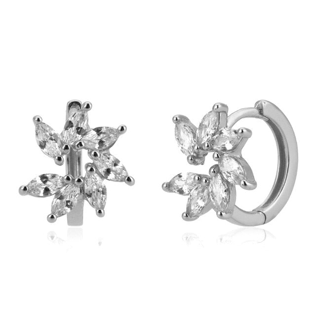 Silver Camellia Hoops 